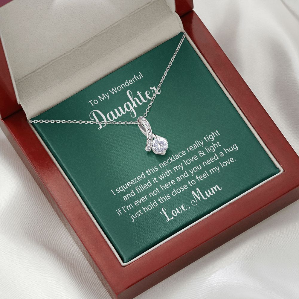 To My Daughter This Necklace From Mom Alluring Ribbon Necklace Message Card-Express Your Love Gifts