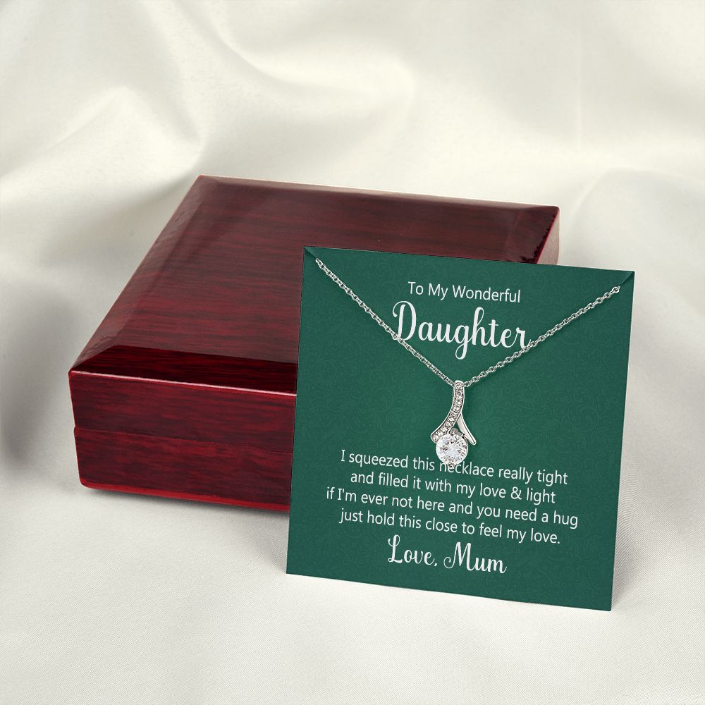 To My Daughter This Necklace From Mom Alluring Ribbon Necklace Message Card-Express Your Love Gifts