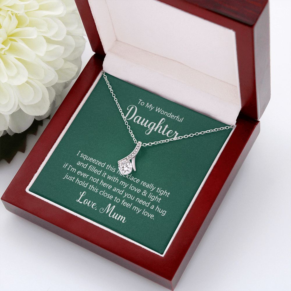 To My Daughter This Necklace From Mom Alluring Ribbon Necklace Message Card-Express Your Love Gifts