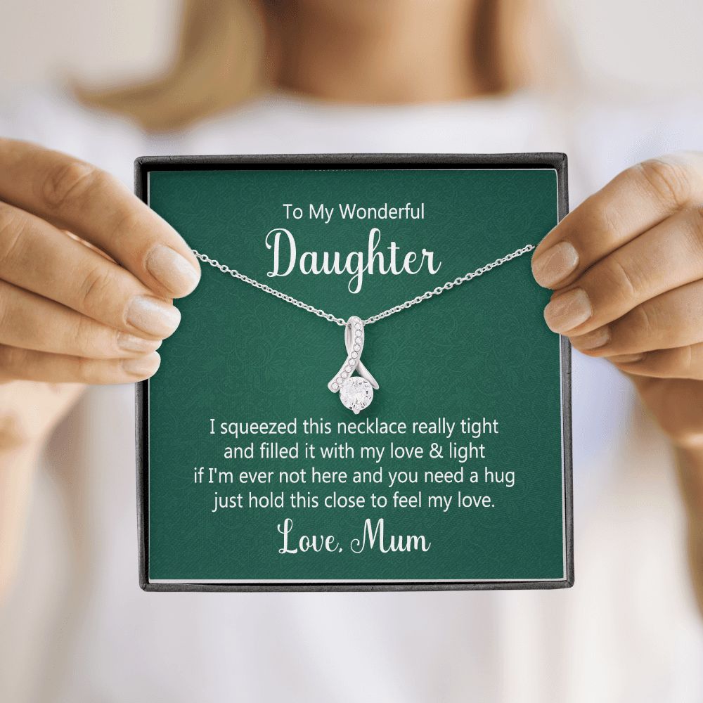 To My Daughter This Necklace From Mom Alluring Ribbon Necklace Message Card-Express Your Love Gifts