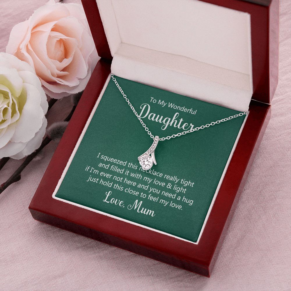 To My Daughter This Necklace From Mom Alluring Ribbon Necklace Message Card-Express Your Love Gifts