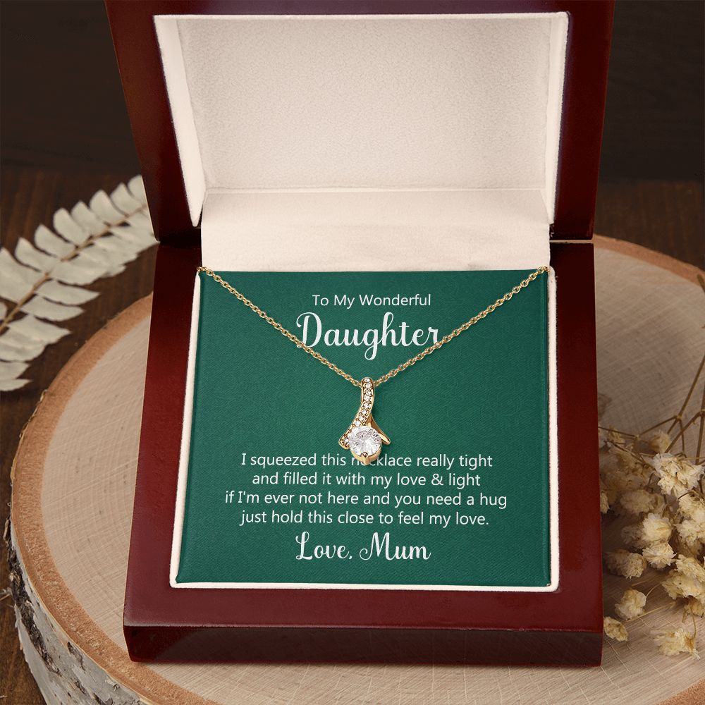 To My Daughter This Necklace From Mom Alluring Ribbon Necklace Message Card-Express Your Love Gifts