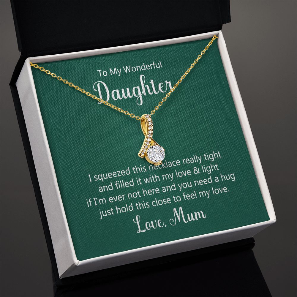 To My Daughter This Necklace From Mom Alluring Ribbon Necklace Message Card-Express Your Love Gifts