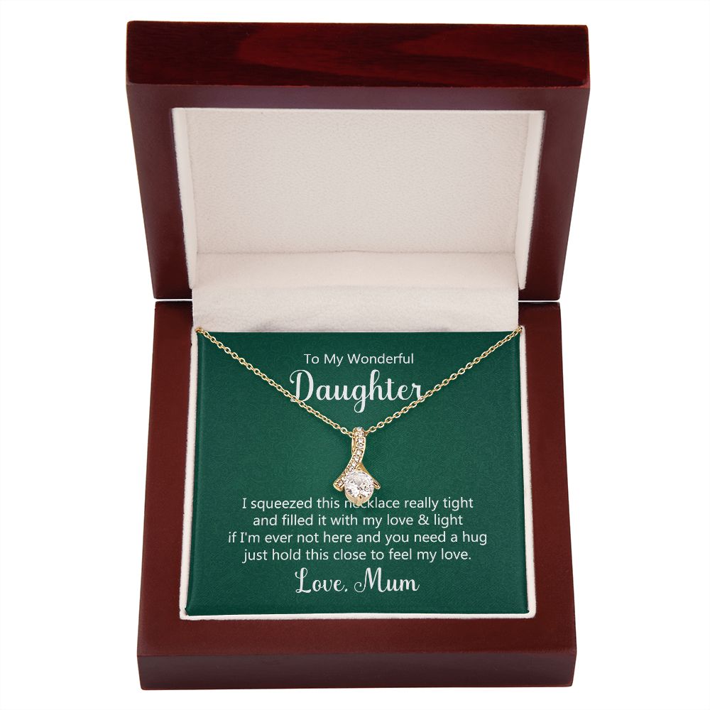 To My Daughter This Necklace From Mom Alluring Ribbon Necklace Message Card-Express Your Love Gifts