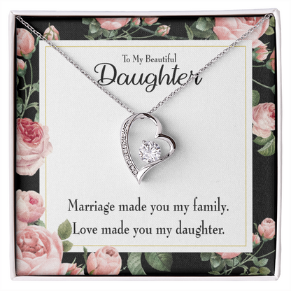 To My Daughter To My Beautiful Daughter Forever Necklace w Message Card-Express Your Love Gifts