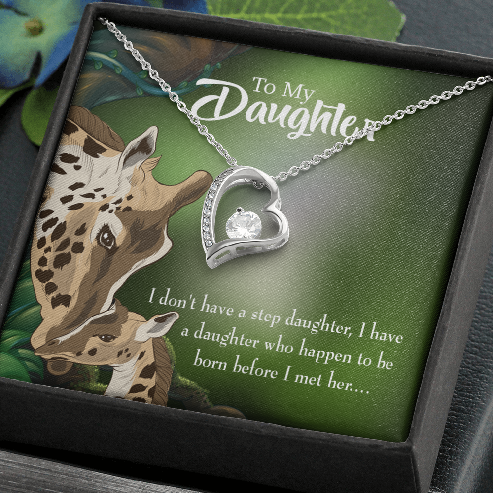 To My Daughter To My Step Daughter Born Before I Met You From Mom Forever Necklace w Message Card-Express Your Love Gifts