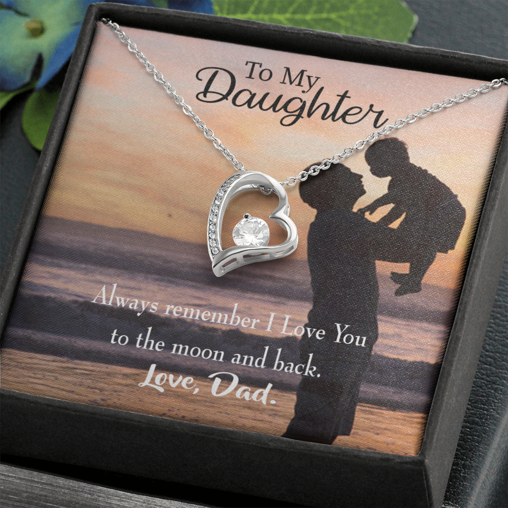 To My Daughter To The Moon and Back From Dad Forever Necklace w Message Card-Express Your Love Gifts