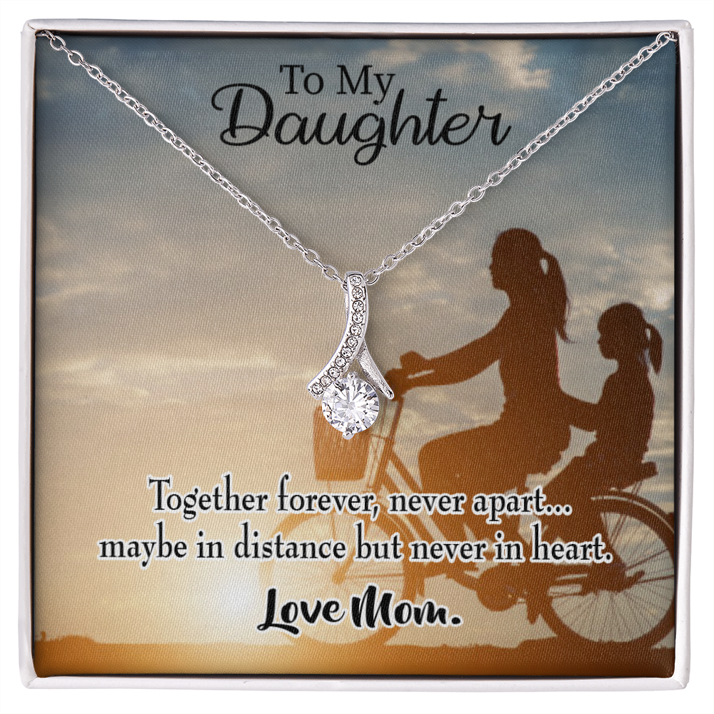 To My Daughter Together Forever From Mom Alluring Ribbon Necklace Message Card-Express Your Love Gifts