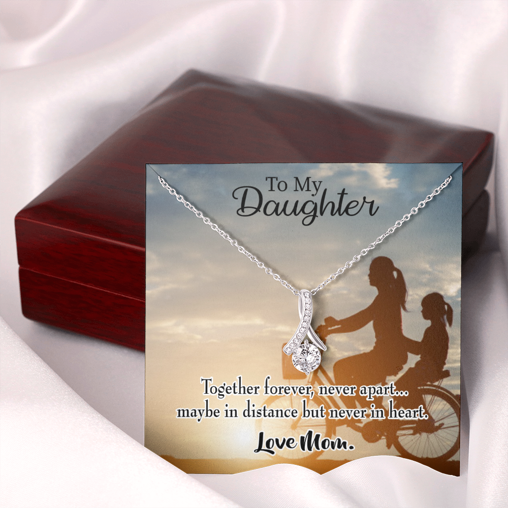 To My Daughter Together Forever From Mom Alluring Ribbon Necklace Message Card-Express Your Love Gifts