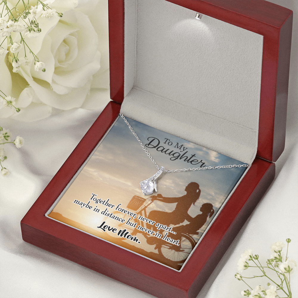 To My Daughter Together Forever From Mom Alluring Ribbon Necklace Message Card-Express Your Love Gifts