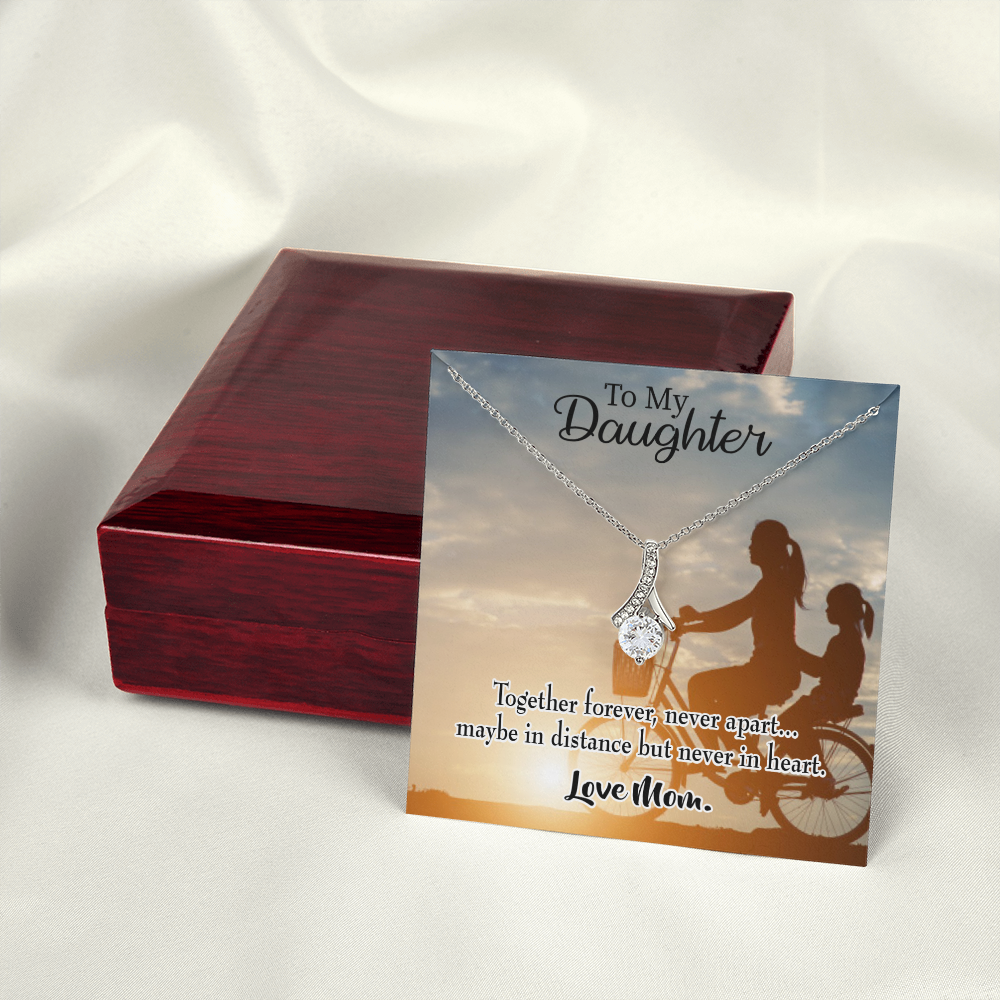 To My Daughter Together Forever From Mom Alluring Ribbon Necklace Message Card-Express Your Love Gifts