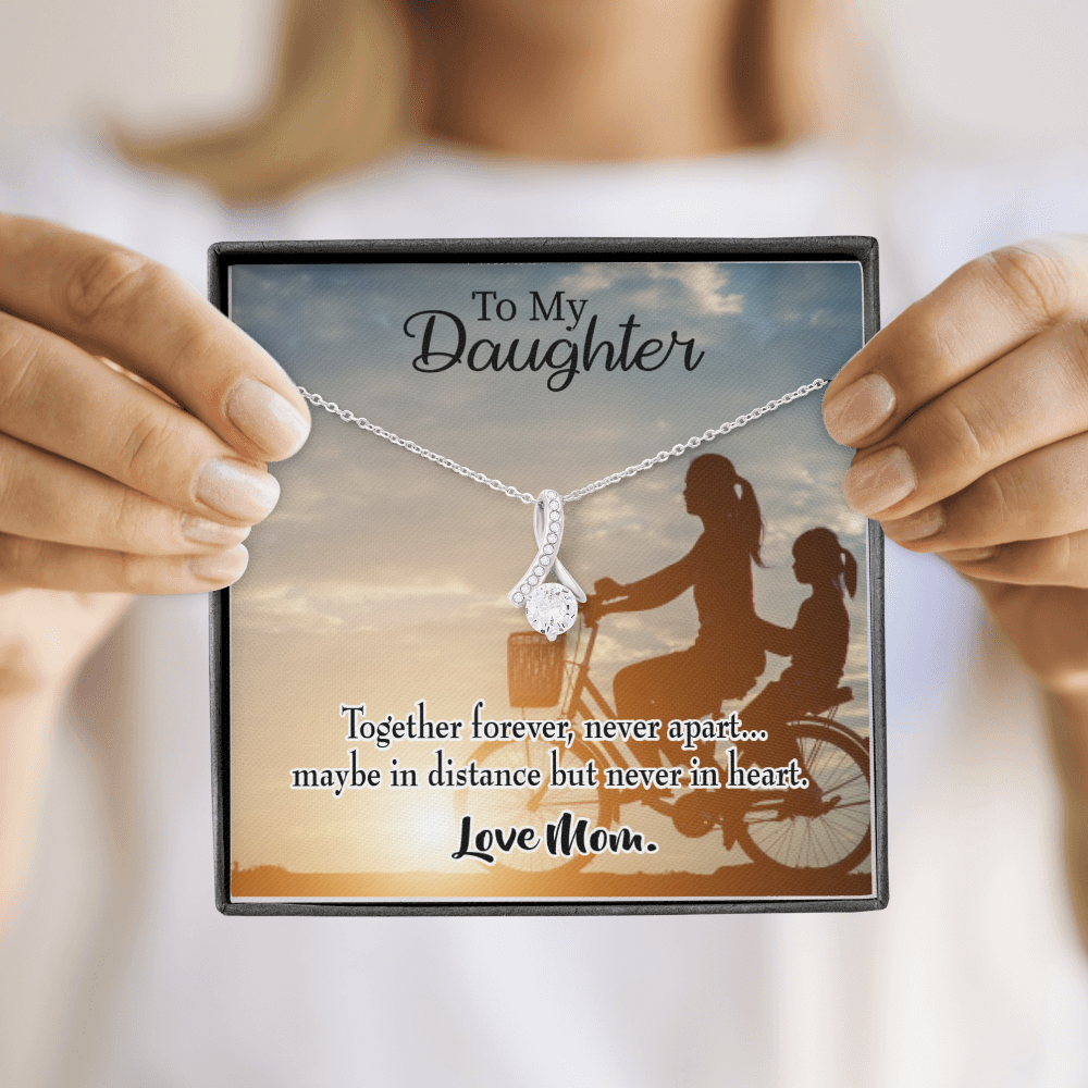 To My Daughter Together Forever From Mom Alluring Ribbon Necklace Message Card-Express Your Love Gifts