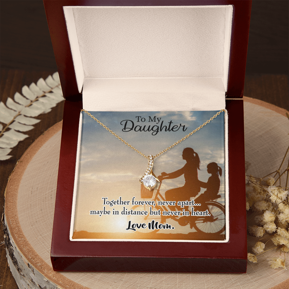 To My Daughter Together Forever From Mom Alluring Ribbon Necklace Message Card-Express Your Love Gifts