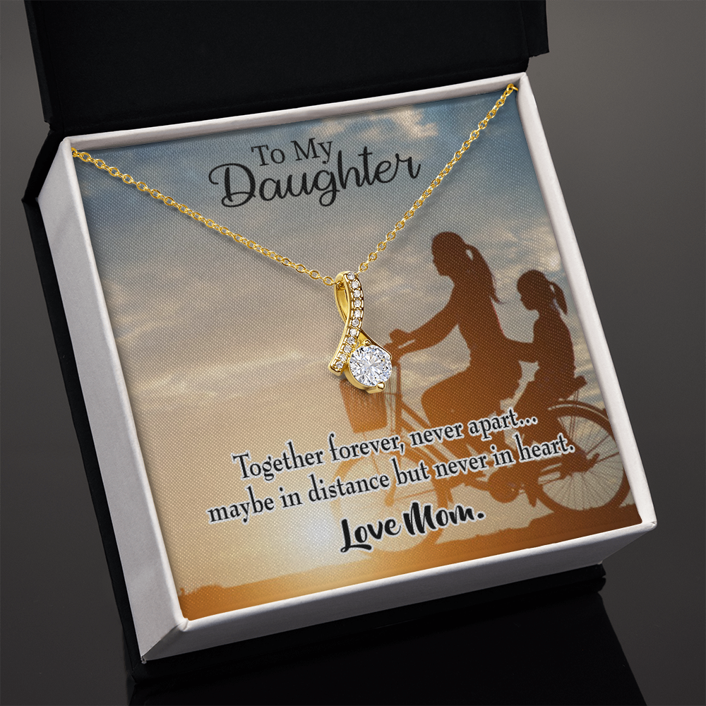 To My Daughter Together Forever From Mom Alluring Ribbon Necklace Message Card-Express Your Love Gifts