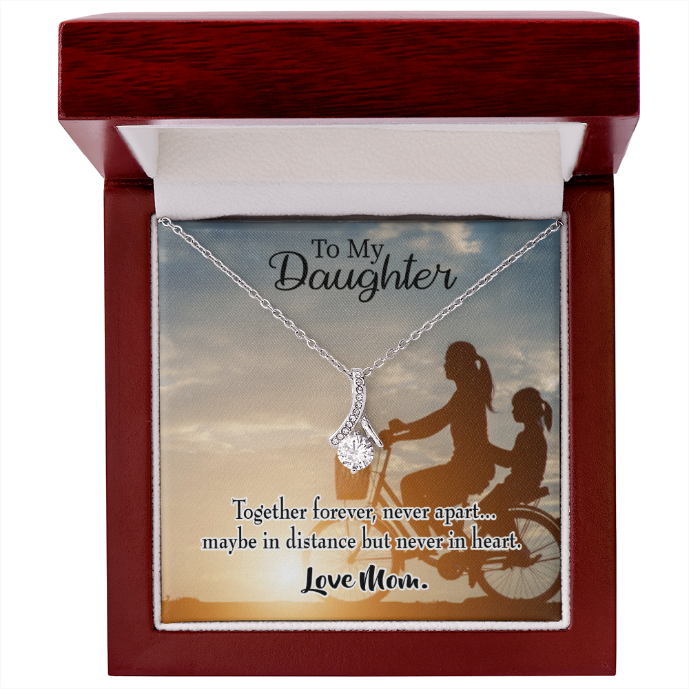 To My Daughter Together Forever From Mom Alluring Ribbon Necklace Message Card-Express Your Love Gifts