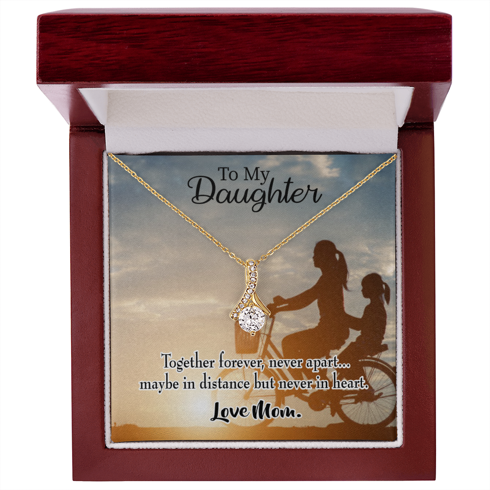 To My Daughter Together Forever From Mom Alluring Ribbon Necklace Message Card-Express Your Love Gifts