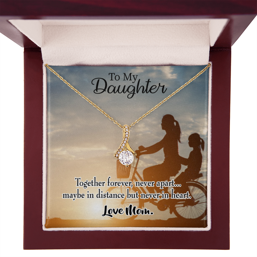 To My Daughter Together Forever From Mom Alluring Ribbon Necklace Message Card-Express Your Love Gifts