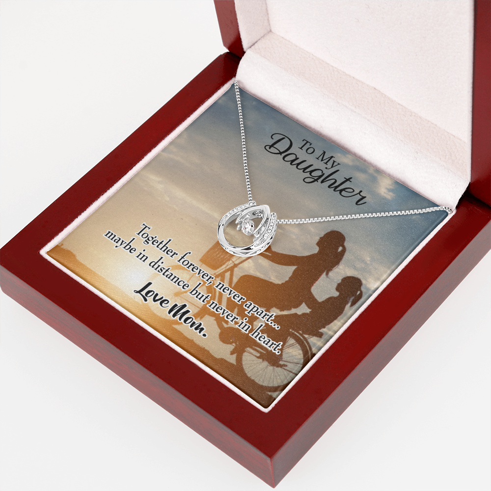 To My Daughter Together Forever Mom Lucky Horseshoe Necklace Message Card 14k w CZ Crystals-Express Your Love Gifts