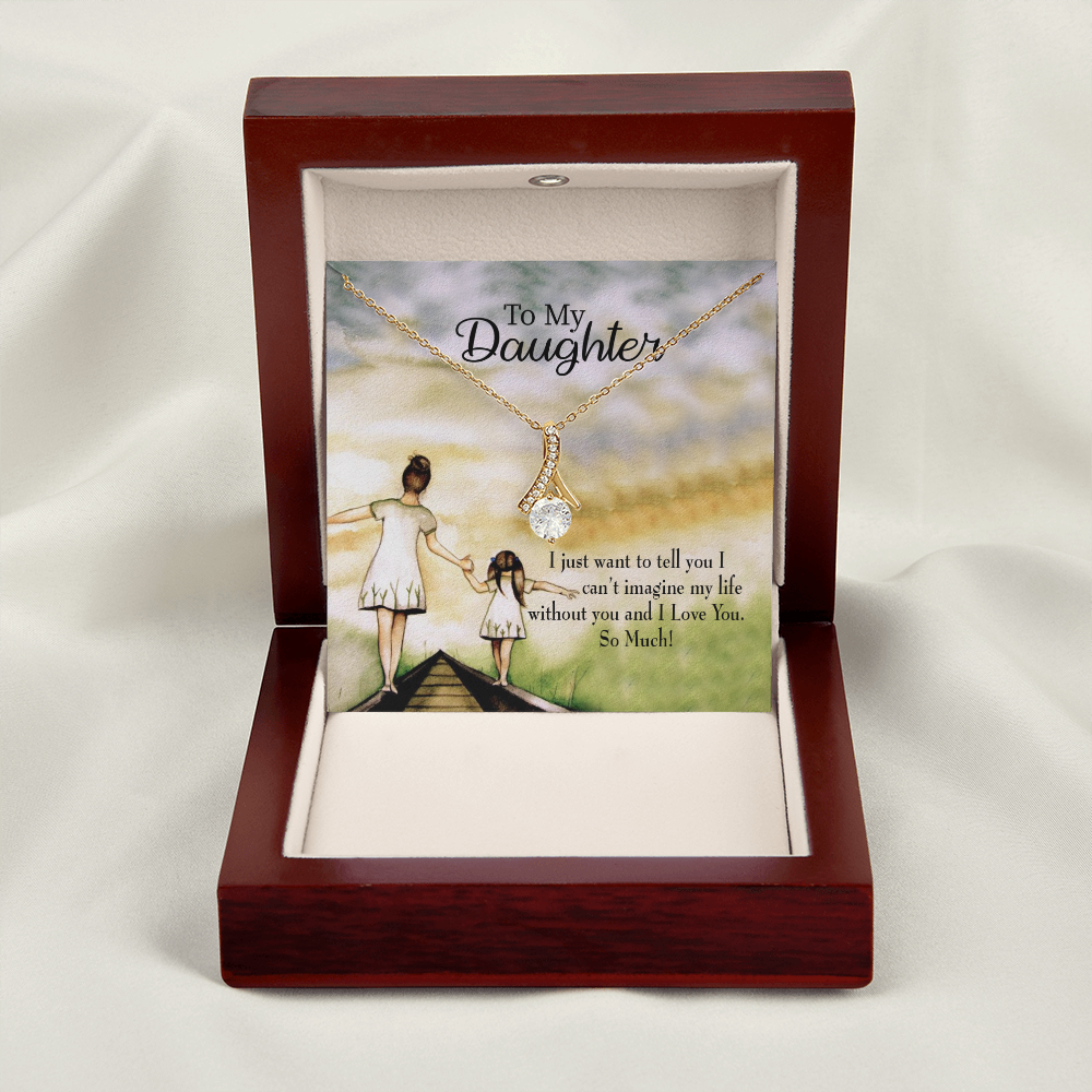 To My Daughter Without You From Mom Alluring Ribbon Necklace Message Card-Express Your Love Gifts