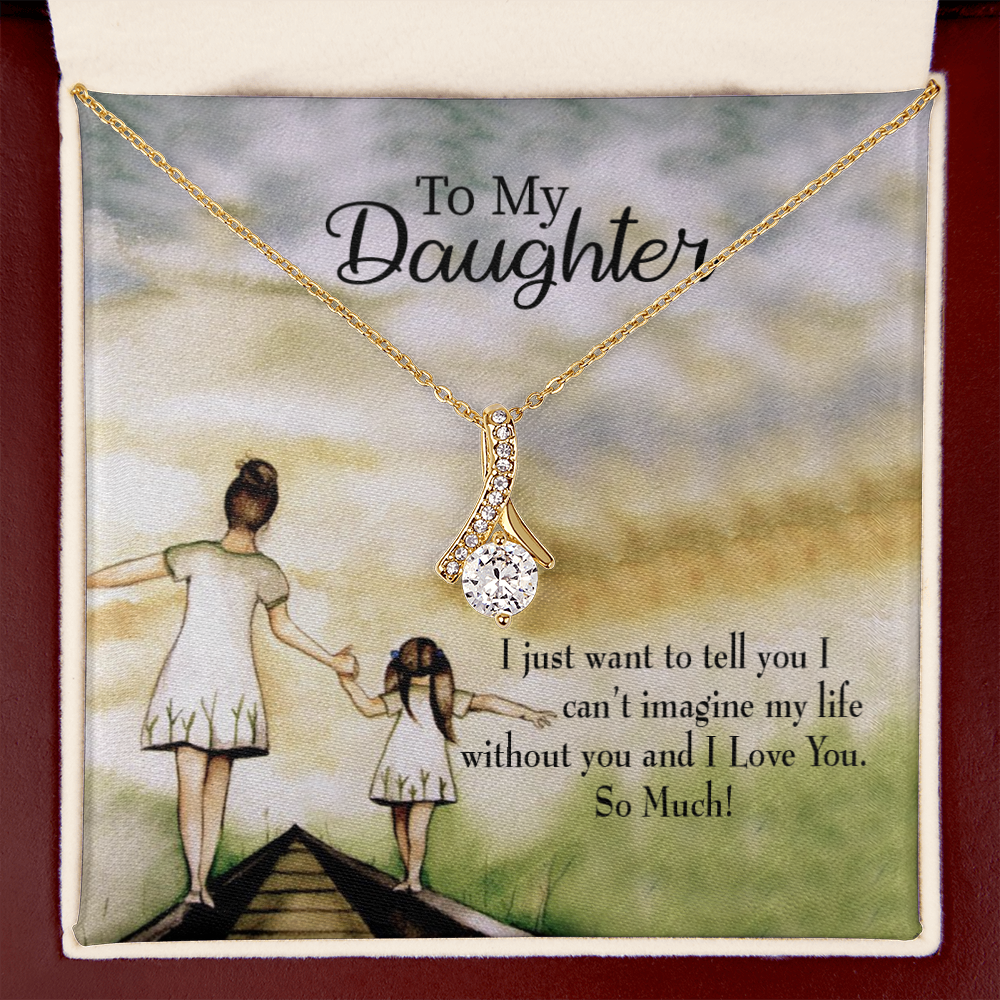 To My Daughter Without You From Mom Alluring Ribbon Necklace Message Card-Express Your Love Gifts