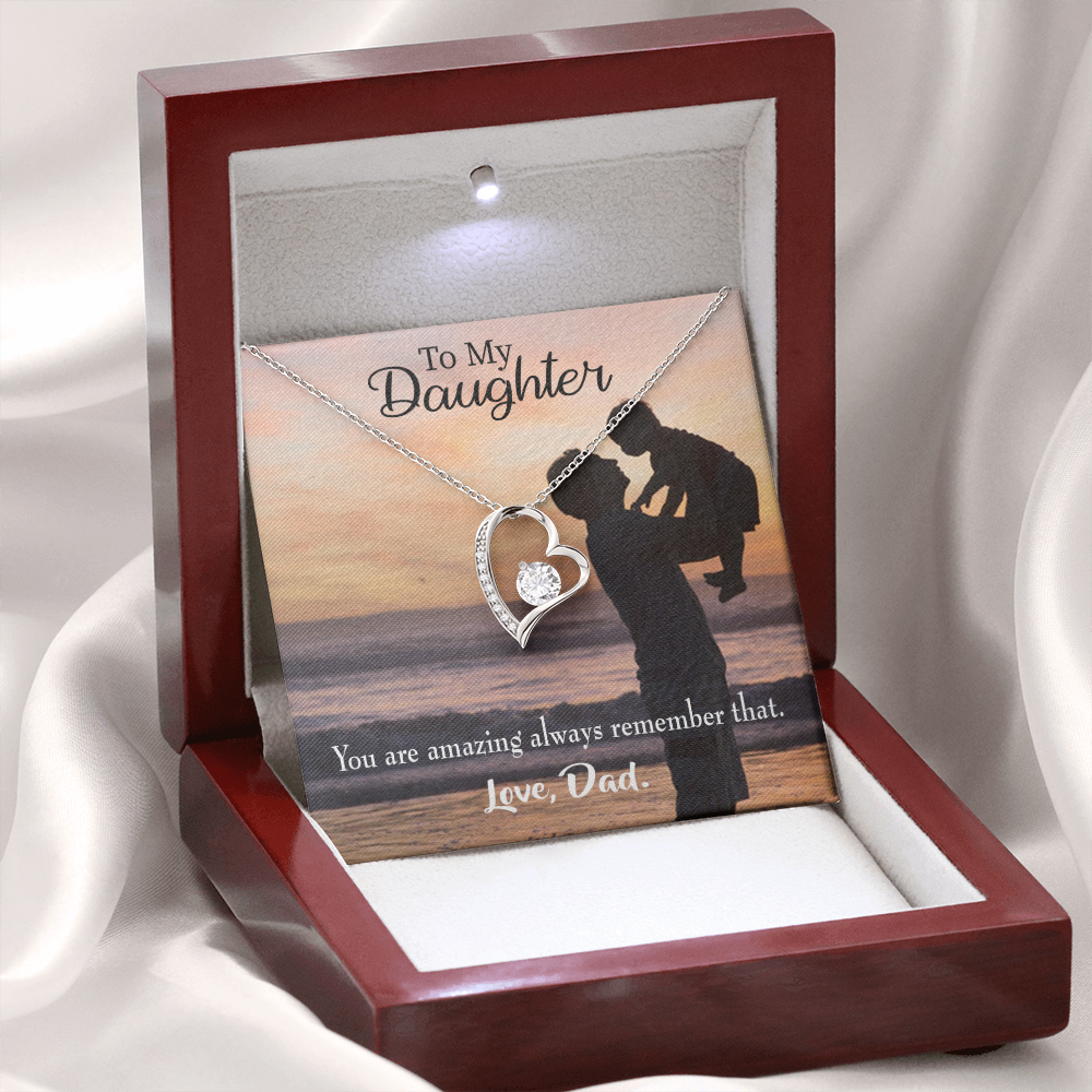 To My Daughter You Are Amazing From Dad Forever Necklace w Message Card-Express Your Love Gifts