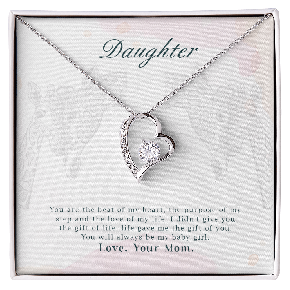 To My Daughter You Are The Beat of My Heart From Mom Forever Necklace w Message Card-Express Your Love Gifts