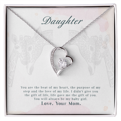 To My Daughter You Are The Beat of My Heart From Mom Forever Necklace w Message Card-Express Your Love Gifts