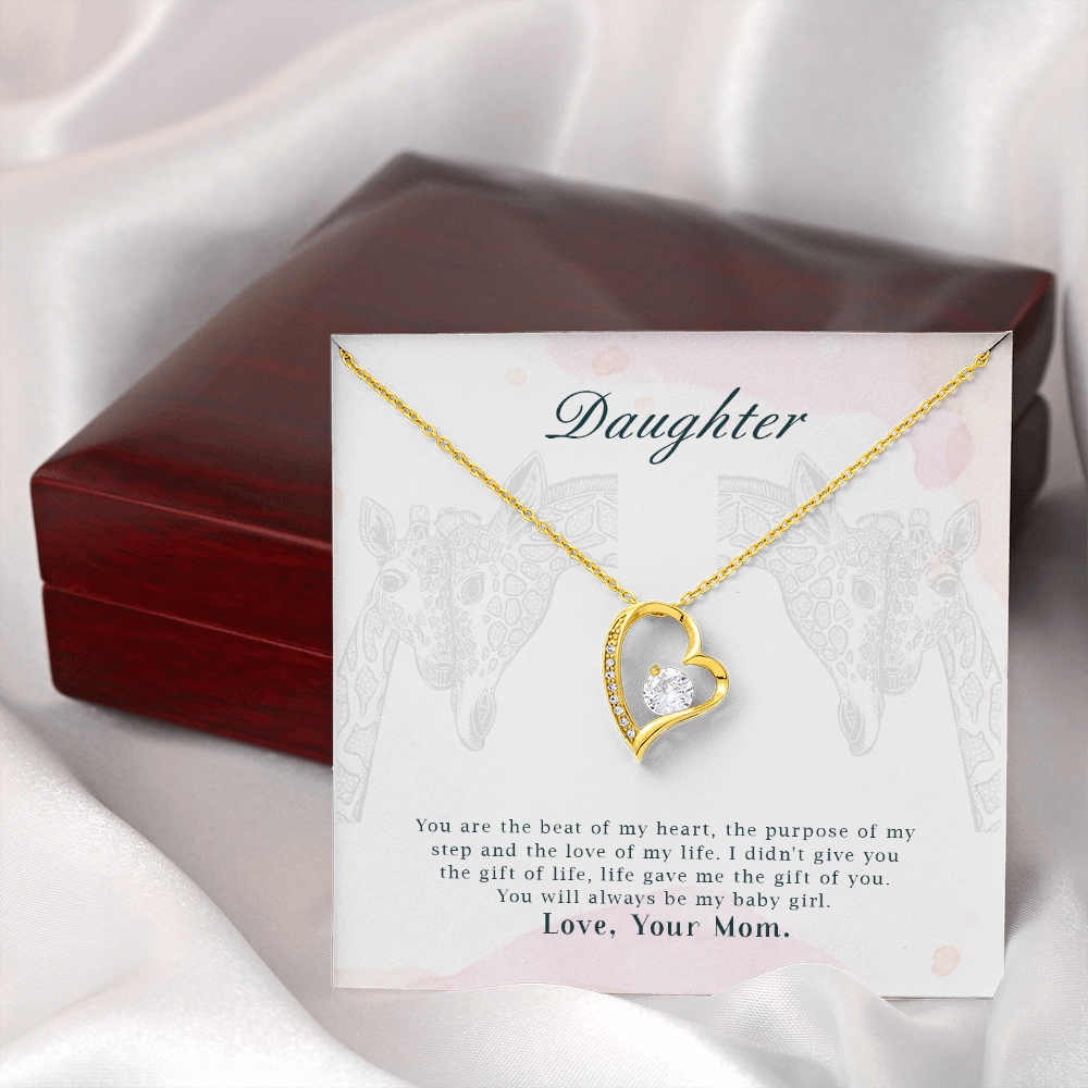 To My Daughter You Are The Beat of My Heart From Mom Forever Necklace w Message Card-Express Your Love Gifts