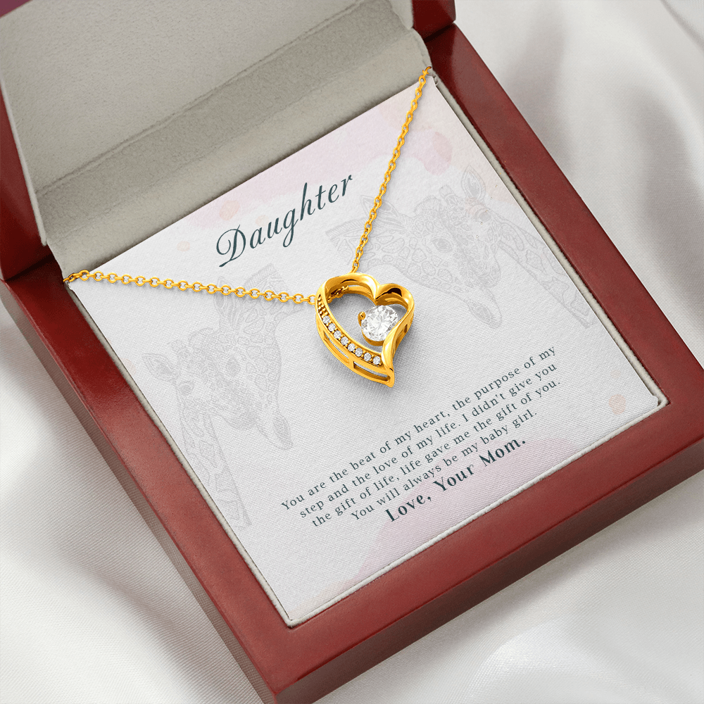 To My Daughter You Are The Beat of My Heart From Mom Forever Necklace w Message Card-Express Your Love Gifts