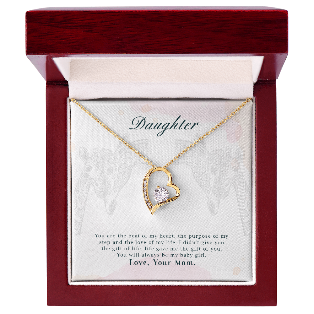 To My Daughter You Are The Beat of My Heart From Mom Forever Necklace w Message Card-Express Your Love Gifts