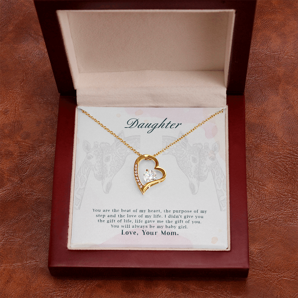 To My Daughter You Are The Beat of My Heart From Mom Forever Necklace w Message Card-Express Your Love Gifts