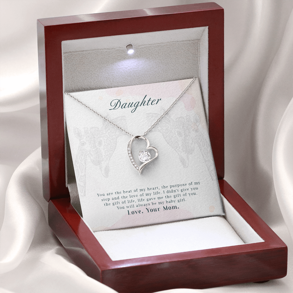 To My Daughter You Are The Beat of My Heart From Mom Forever Necklace w Message Card-Express Your Love Gifts