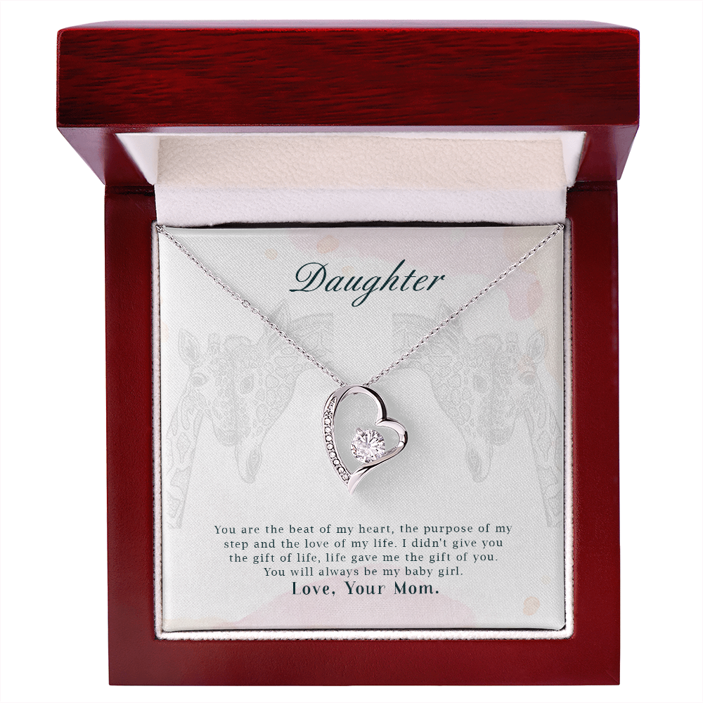 To My Daughter You Are The Beat of My Heart From Mom Forever Necklace w Message Card-Express Your Love Gifts