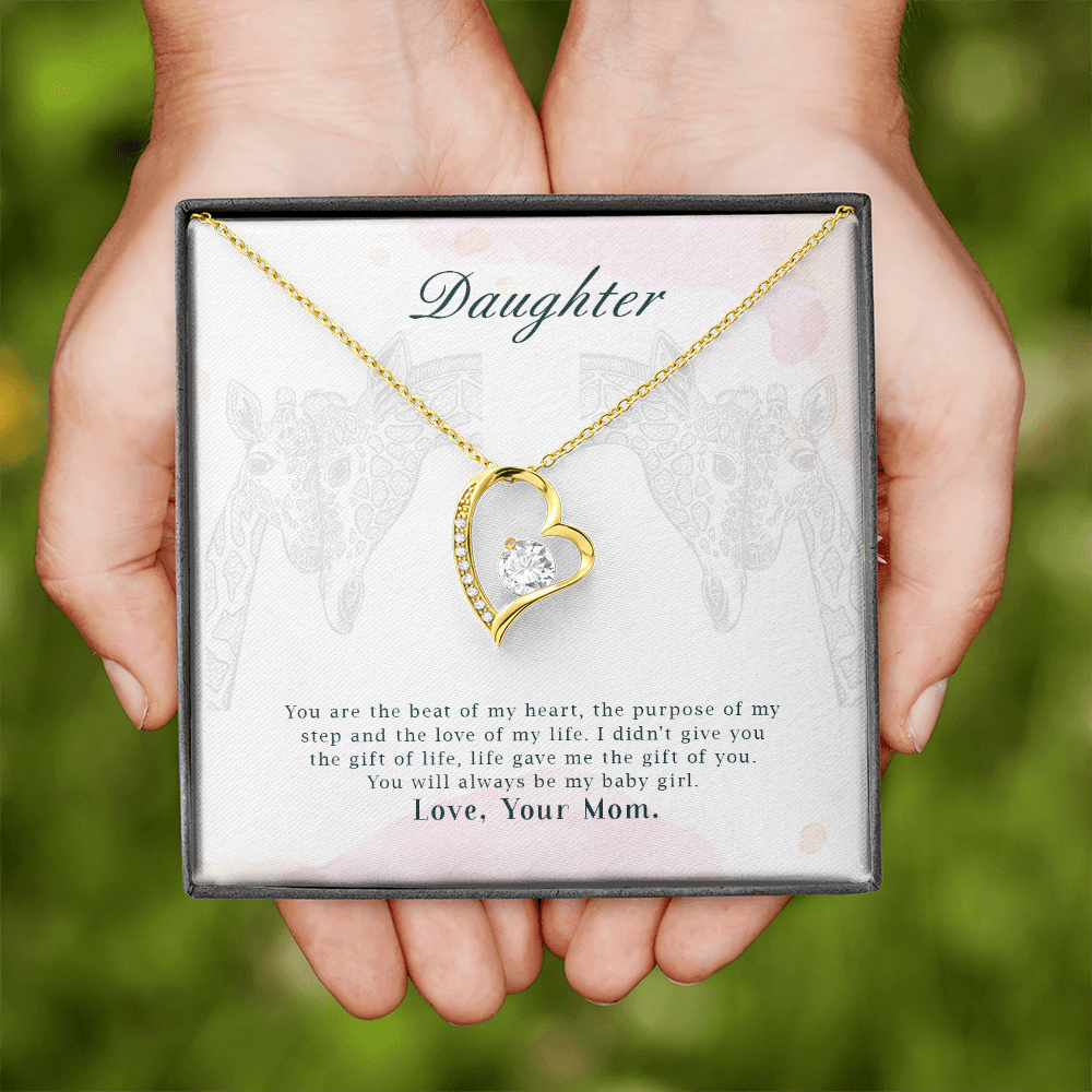 To My Daughter You Are The Beat of My Heart From Mom Forever Necklace w Message Card-Express Your Love Gifts