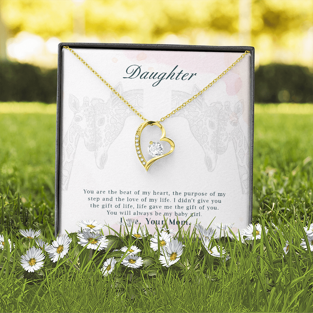 To My Daughter You Are The Beat of My Heart From Mom Forever Necklace w Message Card-Express Your Love Gifts