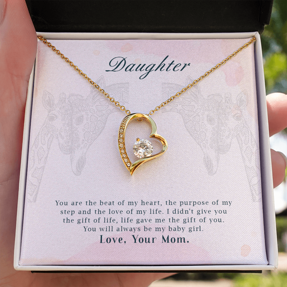 To My Daughter You Are The Beat of My Heart From Mom Forever Necklace w Message Card-Express Your Love Gifts