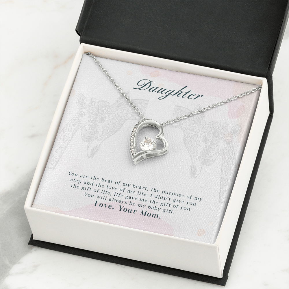 To My Daughter You Are The Beat of My Heart From Mom Forever Necklace w Message Card-Express Your Love Gifts