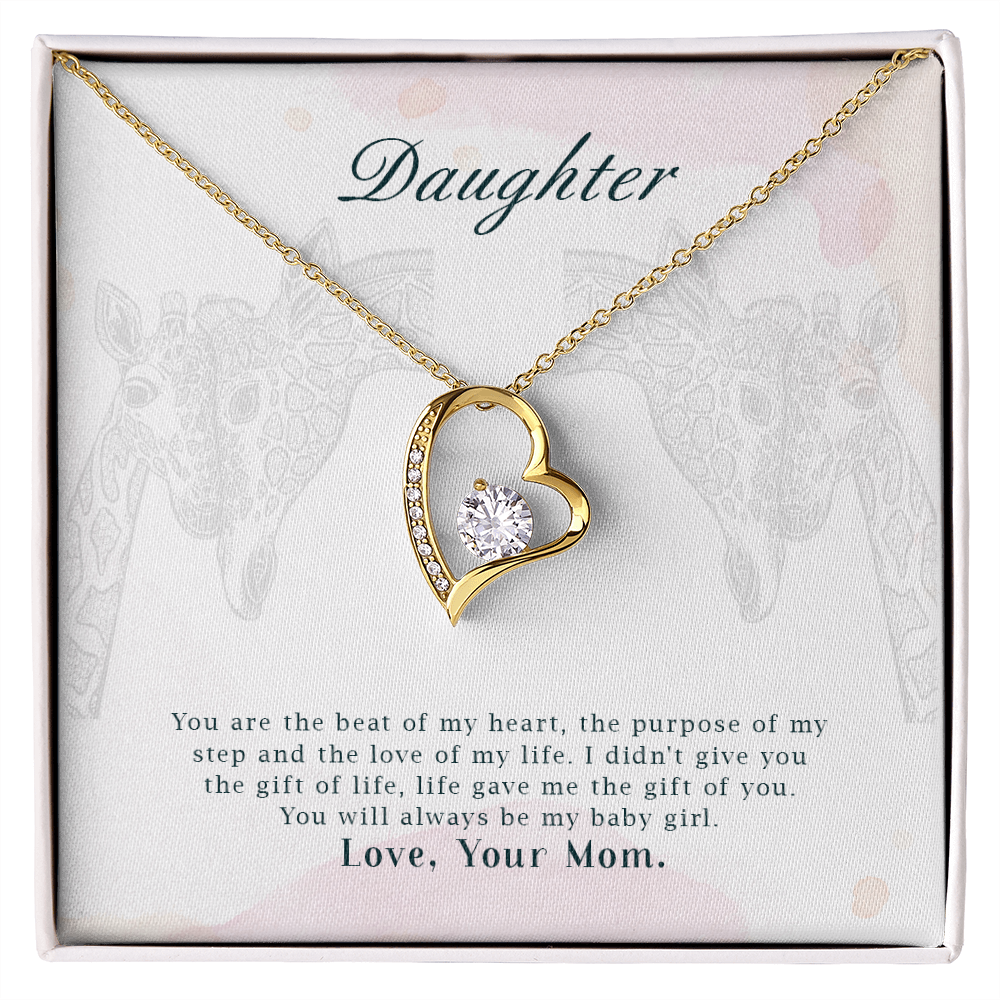 To My Daughter You Are The Beat of My Heart From Mom Forever Necklace w Message Card-Express Your Love Gifts