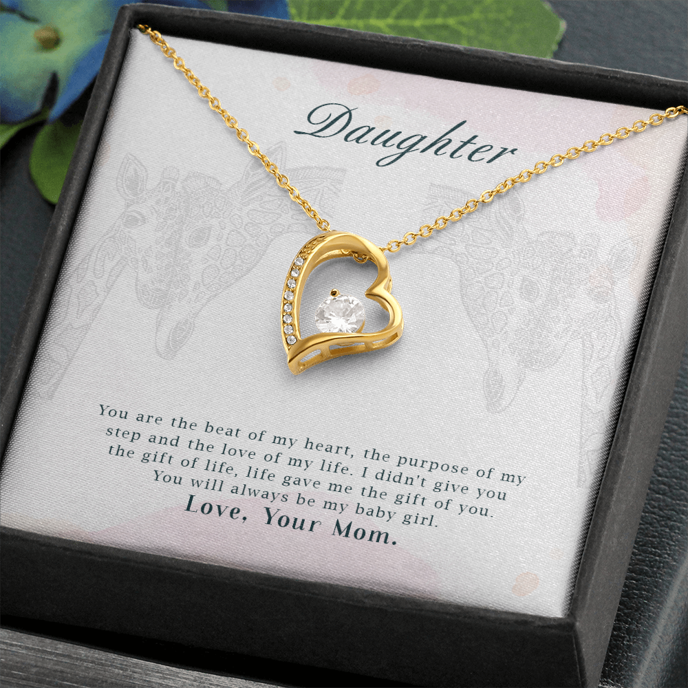 To My Daughter You Are The Beat of My Heart From Mom Forever Necklace w Message Card-Express Your Love Gifts