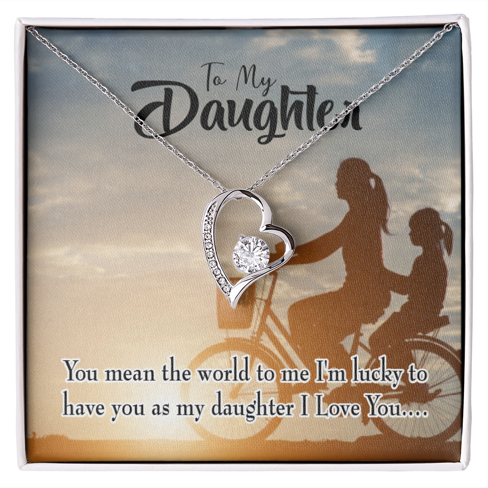 To My Daughter You Mean The World to Mom Forever Necklace w Message Card-Express Your Love Gifts