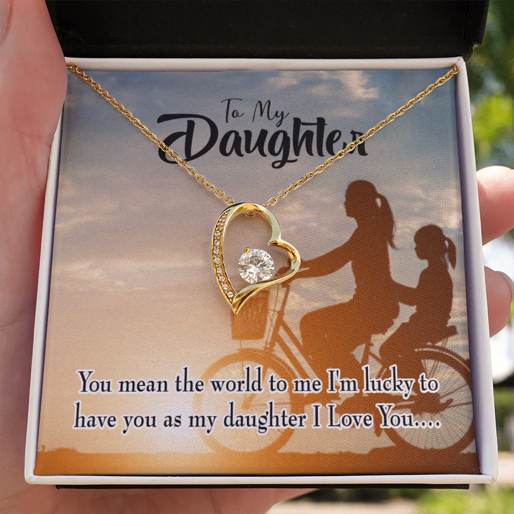 To My Daughter You Mean The World to Mom Forever Necklace w Message Card-Express Your Love Gifts