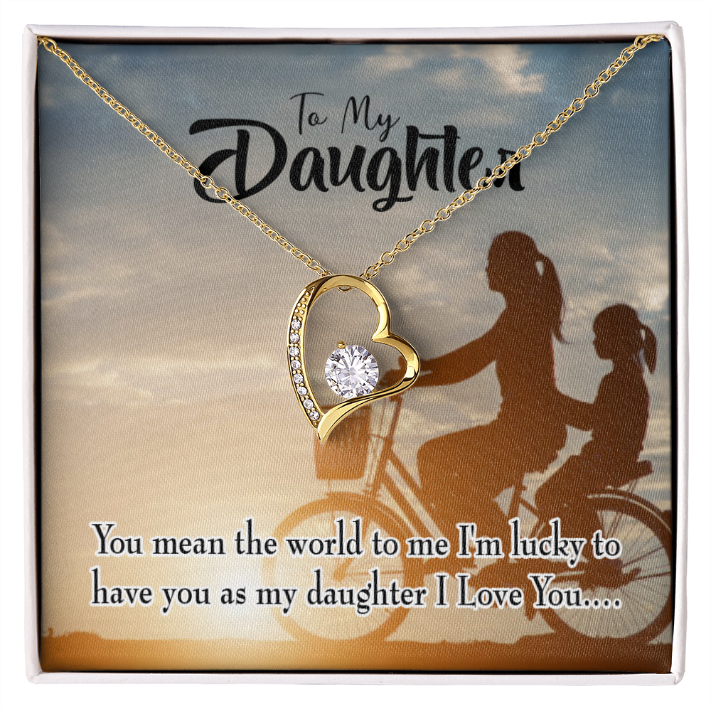 To My Daughter You Mean The World to Mom Forever Necklace w Message Card-Express Your Love Gifts