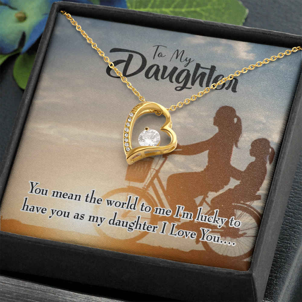 To My Daughter You Mean The World to Mom Forever Necklace w Message Card-Express Your Love Gifts