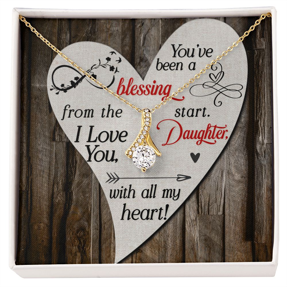 To My Daughter You’ve Been a Blessing Alluring Ribbon Necklace Message Card-Express Your Love Gifts
