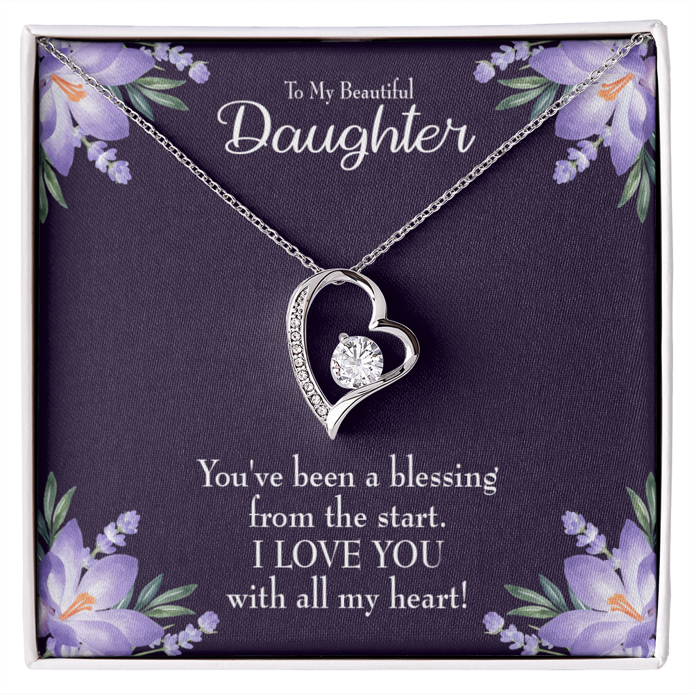 To My Daughter You've Been a Blessing Forever Necklace w Message Card-Express Your Love Gifts