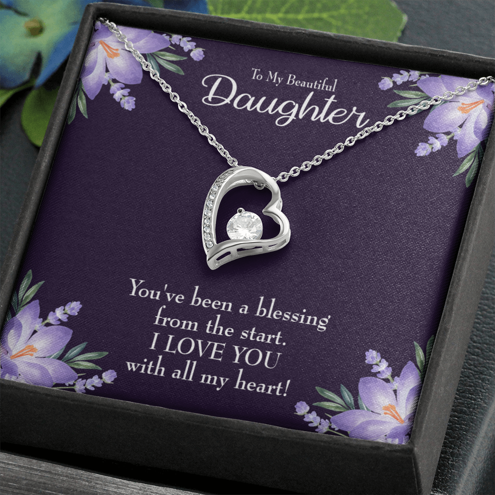 To My Daughter You've Been a Blessing Forever Necklace w Message Card-Express Your Love Gifts