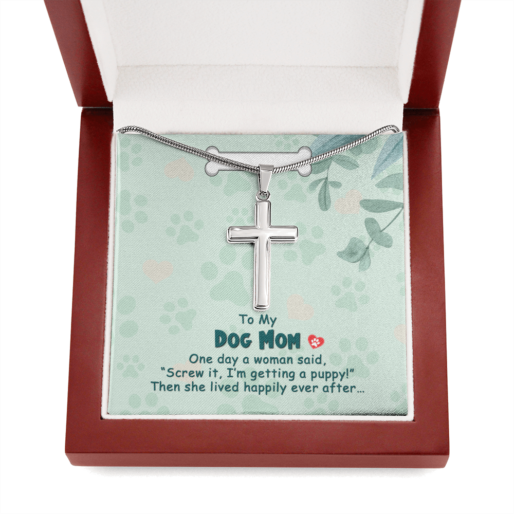 To My Dog Mom One Day Cross Card Necklace w Stainless Steel Pendant-Express Your Love Gifts