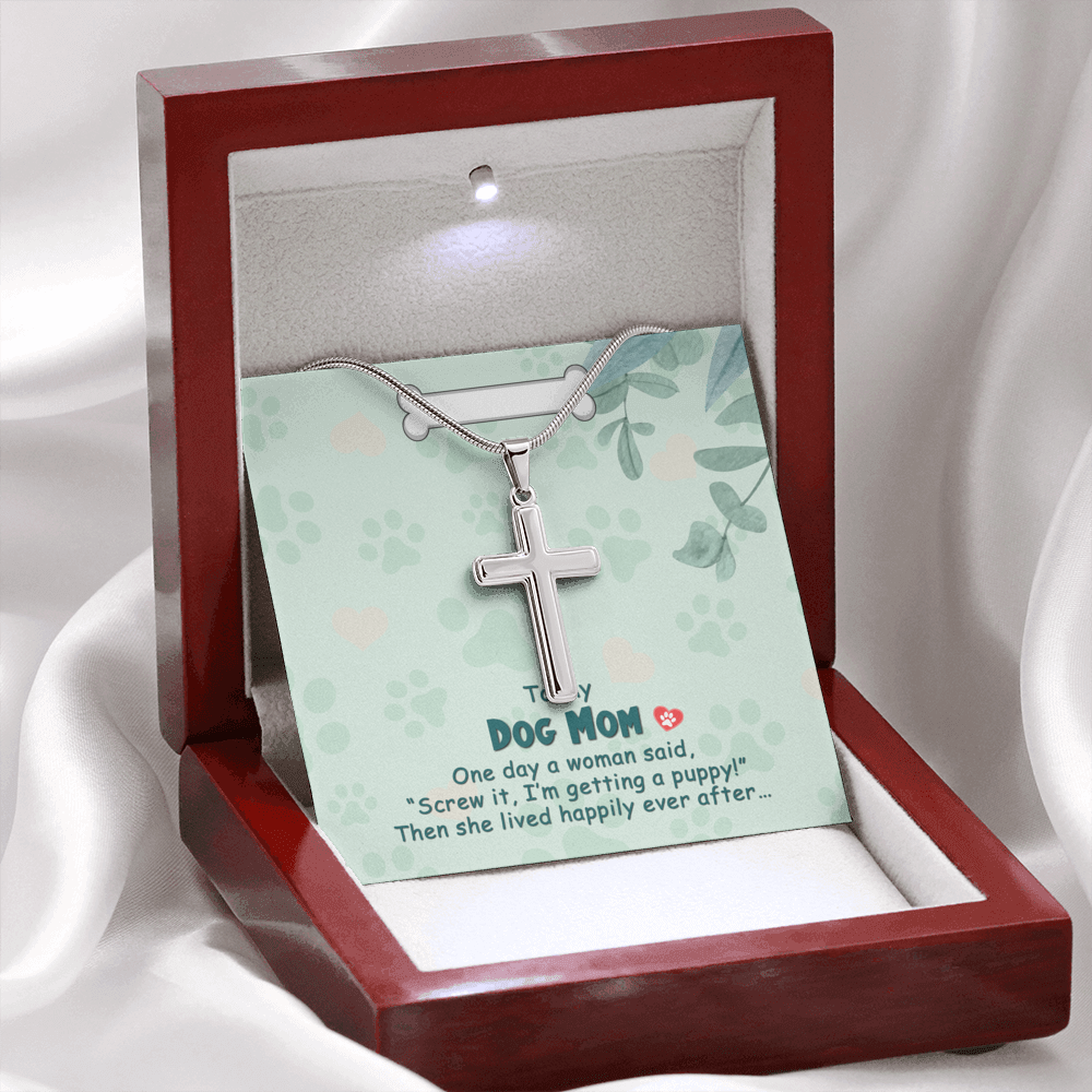 To My Dog Mom One Day Cross Card Necklace w Stainless Steel Pendant-Express Your Love Gifts