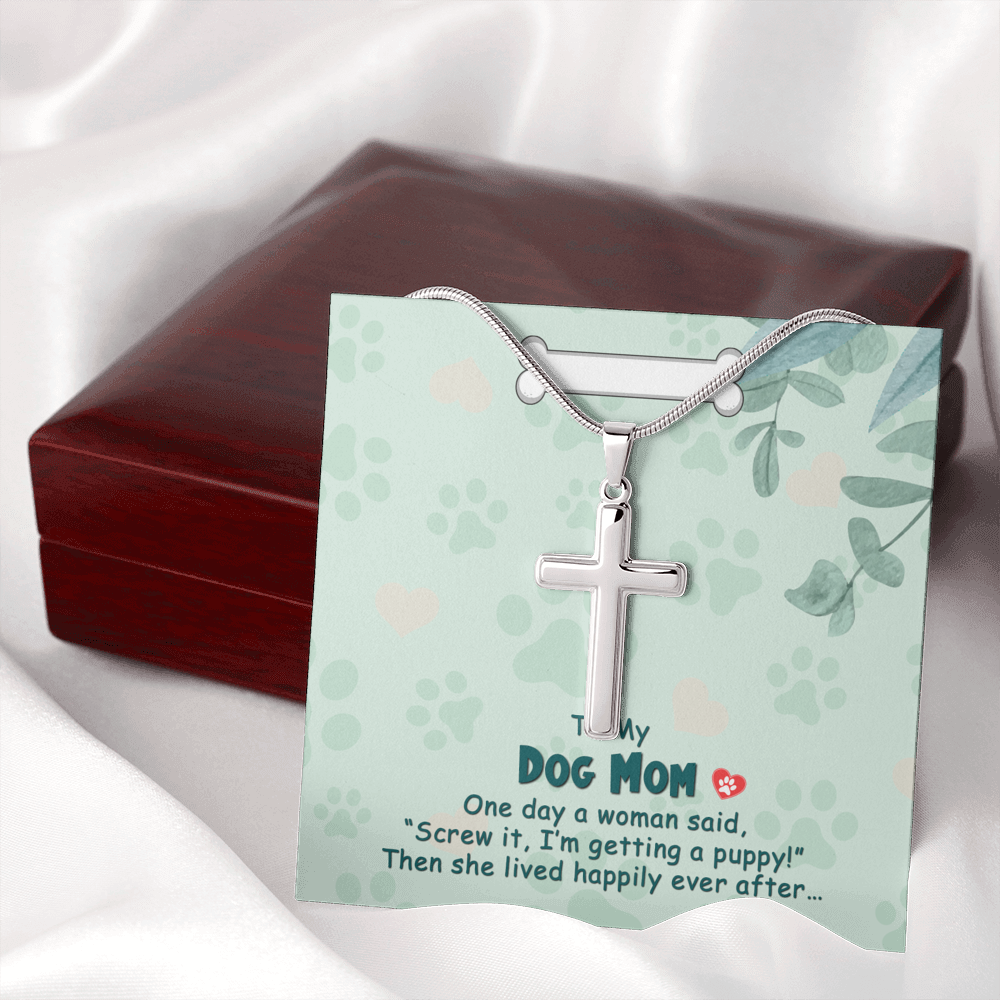 To My Dog Mom One Day Cross Card Necklace w Stainless Steel Pendant-Express Your Love Gifts