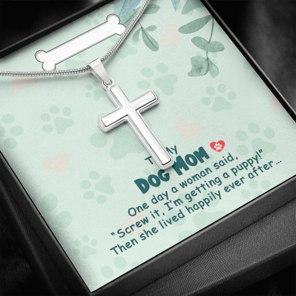 To My Dog Mom One Day Cross Card Necklace w Stainless Steel Pendant-Express Your Love Gifts